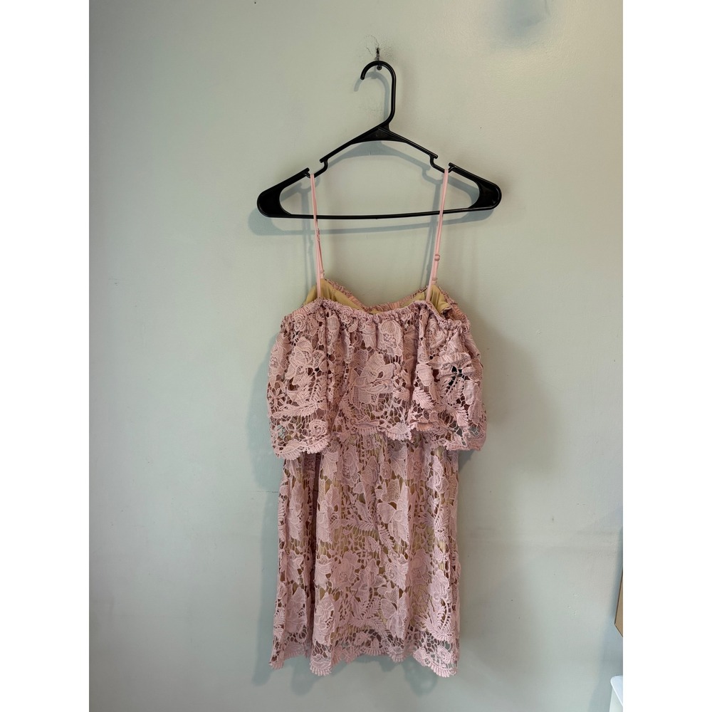 Romeo + Juliet Couture Dusty Pink Floral Lace Off Shoulder Mini Dress RJ43470 M